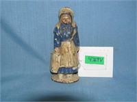 Amish woman hand painted cast iron paper weight