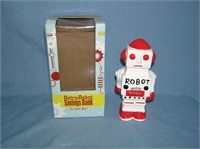 Ceramic robot bank with original box