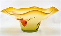 Large Ruffled Edge Murano Art Glass Bowl
