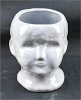 White Glazed Ceramic Baby Head Planter Pot