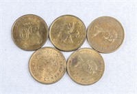 1970s to 90s Hong Kong 50 Cents Coins 5pc