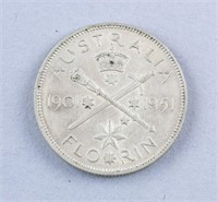 1951 Australia 1 Florin 50 Years Federation Coin