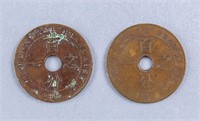 1917 1920 French Indo-China 1 Cent Coins 2pc
