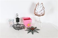 Floral Lamp, Metal Wall Accent, Holiday Votive