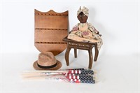 Americana Doll, Flags, Souvenir Spoon Holder