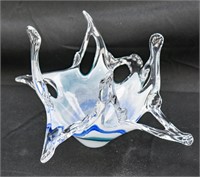 Murano Style Free-Form Blown Glass Low Bowl
