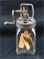 Antique Glass Hand Crank Butter Churn
