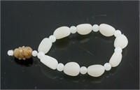 Chinese Hetian White Jade Carved Bracelet w/ CERT