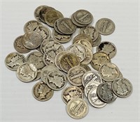 (50) Mercury Silver Dimes 1917-1928
