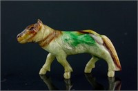 Burma Jadeite Mixed Tone Carved Horse Toggle