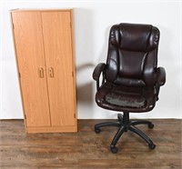 Wooden Cabinet & Rolling Office Chairs