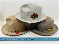 (3) Vintage Fedora Hats 6 7/8