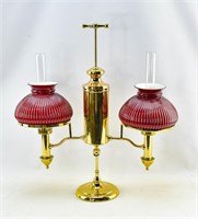 Cleveland Brass Double Student Oil Lamp, Maroon