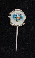 Chinese Silver-plated Cloisonne Jade Hairpin