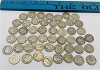 (50) 1940s 50s Roosevelt Silver Dimes