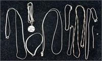 Assortment of Sterling Silver Necklaces & Chains