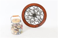 Jar w/ Vintage Matchbooks, Metal & Wood Wall Art