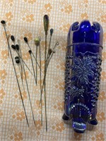 Vase with hat pins