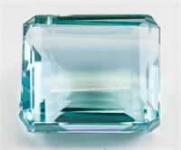76.90ct Emerald Cut Blue Aquamarine Gemstone GGL