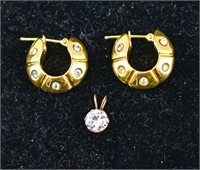 14K Gold Earrings & 10K Gold Pendant
