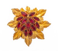 Joseff of Hollywood Gold-Tone Leaf Form Brooch