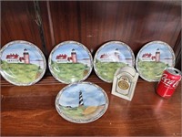 5 American Atelier light house salad plates and