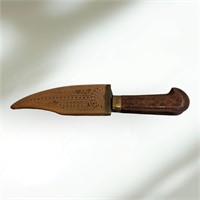 Vintage Knife, Handle & Sheath are Wooden Carved