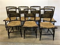 Set of 7 Empire paint decorated chairs