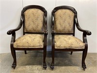 Pair Empire mahogany armchairs