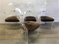 Set of four Lucite arm chairs