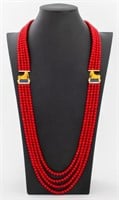 Valitutti Sterling Red Bead Multi-Strand Necklace
