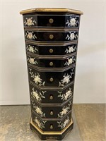 Asian lacquer and hardstone jewelry chest