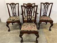Set of 4 mahogany Chippendale style, dining chairs