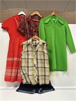 Vintage Dresses & Plaid Sleeveless Shirt