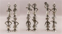 Indian Silver-plated Musician Sculptures 12pc