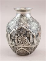 Antique Persian Silver-plated Copper Jar