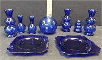 BLUE COLOR PLATES AND VASES