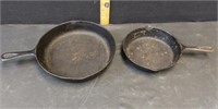 8 AND 10" CAST IRON SKILLETS BOTH WITH FIRE RING