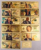 Donald Trump 24KT Cold-coated Banknote 11pc w/ COA