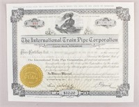 1927 International Train Pipe Corporation Stock