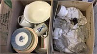 2 BOX OF DISHES & GLASS WARE