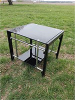 Black Glass and metal end table