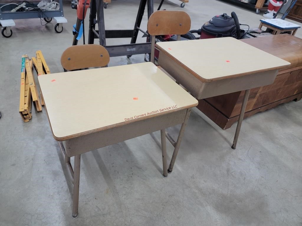 2- Vintage Kids School Desks