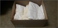 Box Lot Of Assorted Table Cloths, Towels & More
