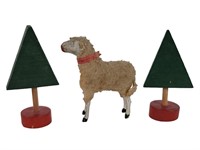 German Putz Wooly Sheep & Trees