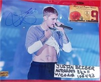 N - JUSTIN BEIBER SIGNED 8 1/2X11 W/COA