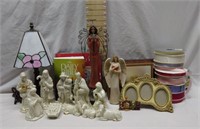 Stained Glass Lamp,Porcelain Nativity Scene