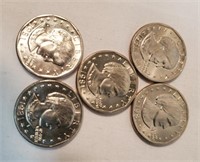 (5) 1981 D Susan B Anthony Dollar Coins
