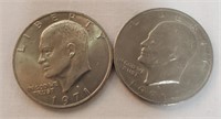 (2) 1971 D Eisenhower Silver Dollar Coins