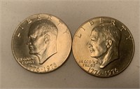 (2) 1776-1976  Eisenhower Dollar No Mint Mark